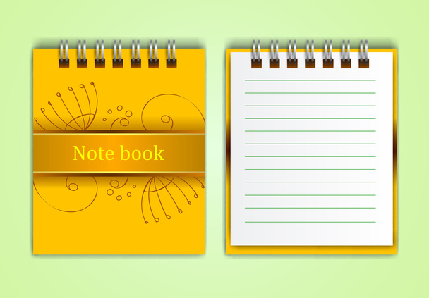 Yellow notebook with illustration - Vektor, Bild