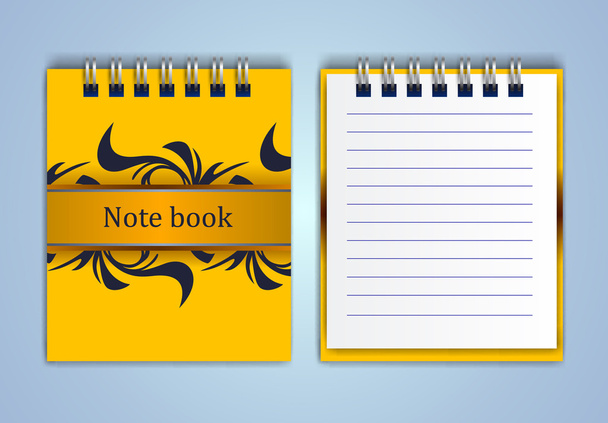 Yellow notebook with illustration, vector - Vector, afbeelding