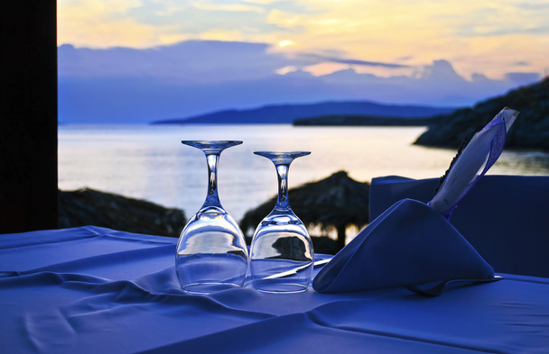 wedding glasses in front of the sunset - Photo, Image