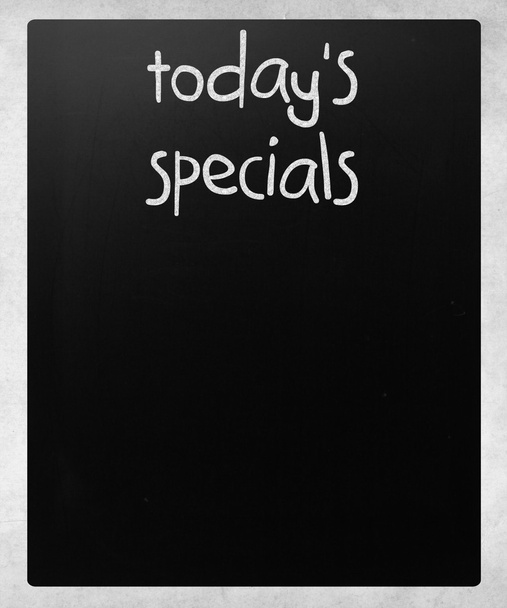 "Today's specials" handwritten with white chalk on a blackboard - Photo, Image