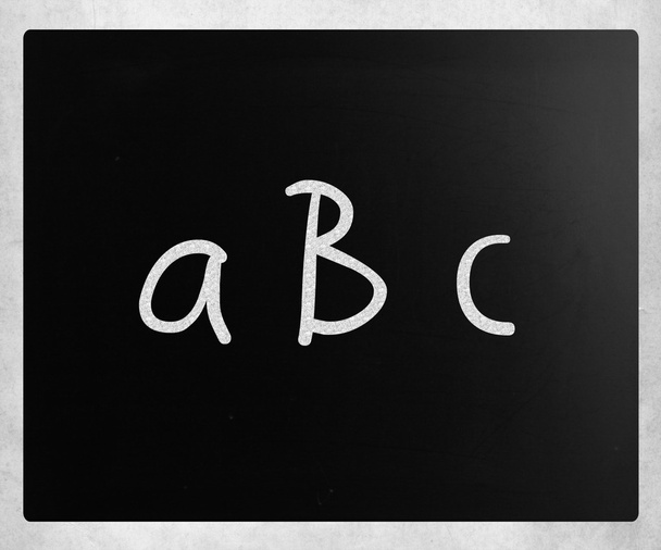 "abc" handwritten with white chalk on a blackboard - Zdjęcie, obraz