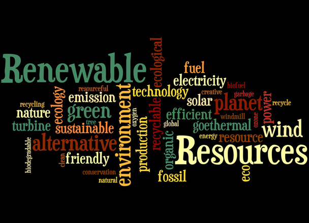 Obnovitelné zdroje, slovo mrak koncepce 3 - Fotografie, Obrázek