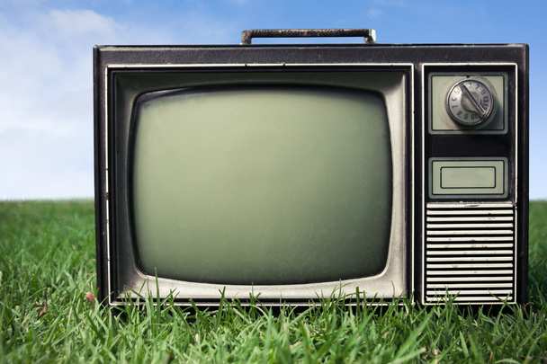 Close up of Retro Tv on grass - Photo, Image