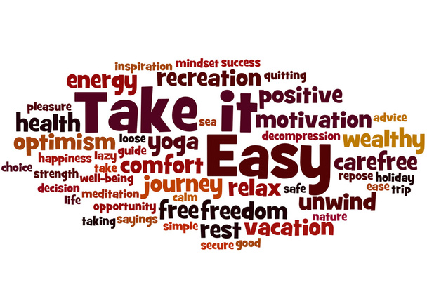 Take it Easy, word cloud concept 4 - Photo, Image