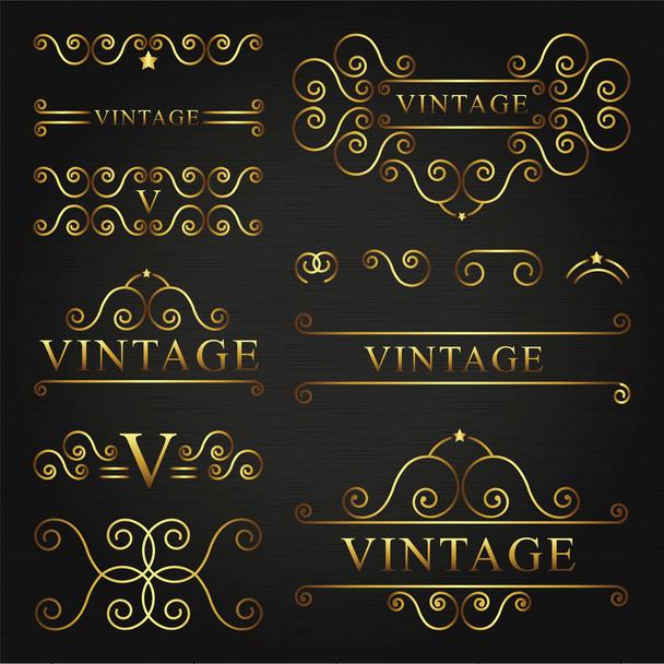 ornamento vintage diseño oro
 - Vector, Imagen