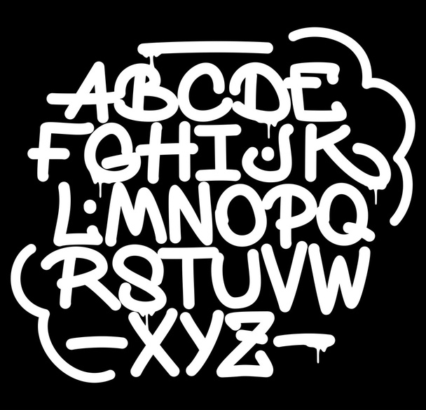 Hand style graffiti font alphabet. Vector - Vettoriali, immagini