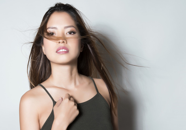 beautiful young asian woman with flawless skin and perfect make-up - Fotoğraf, Görsel