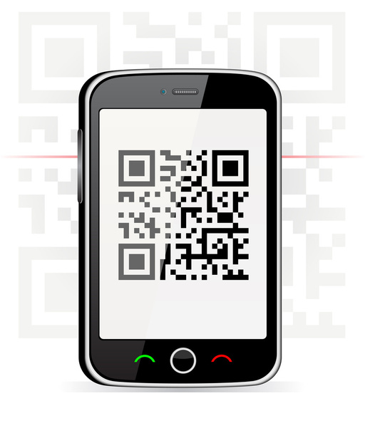 携帯電話の qr コードをスキャン - ベクター画像