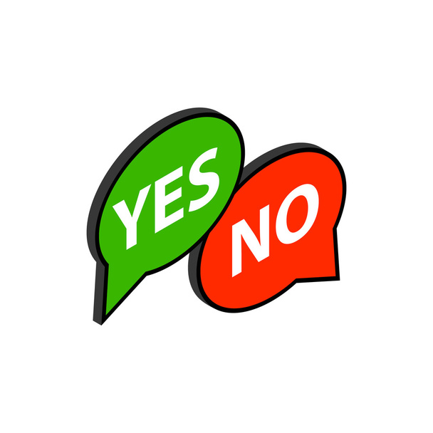 Speech bubble yes no icon, isometric 3d style - Vector, imagen