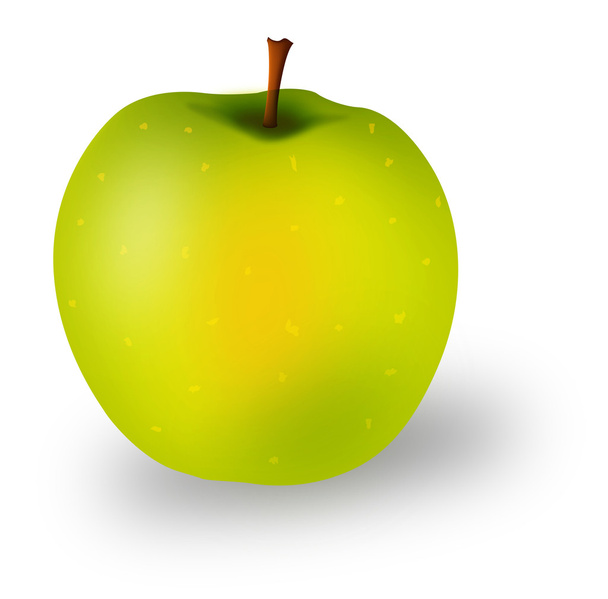 Grafische Illustration des frischen grünen Apfels auf weißem Hintergrund - Vektor, Bild