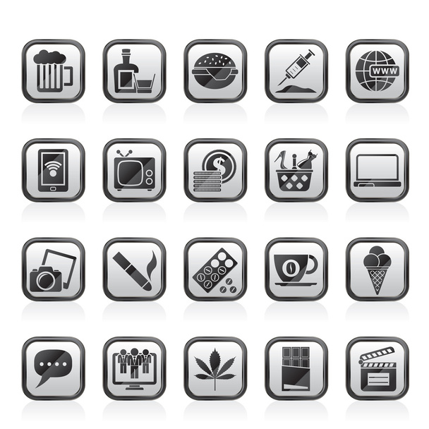 different types of Addictions icons - Vektor, Bild