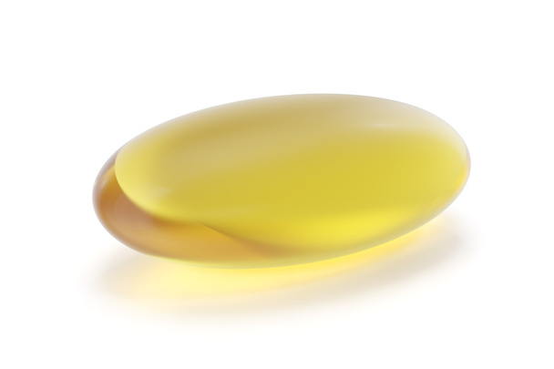 Fish oil pill, tablet isolated on white. 3d illustration - Foto, Imagen