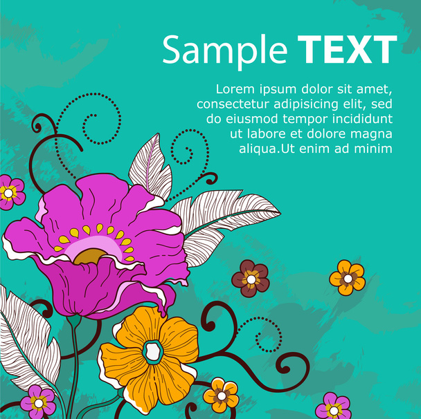 Card with flowers_grunge_ - Vetor, Imagem