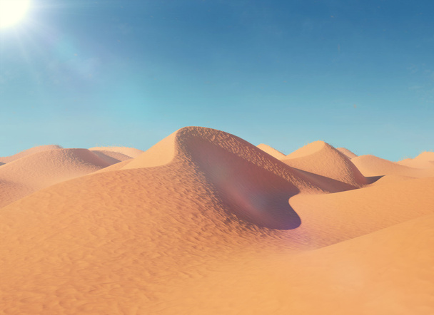 Kuva hiekkadyyneistä aavikolla. Kuumana aurinkoisena päivänä. 3d kuva
 - Valokuva, kuva