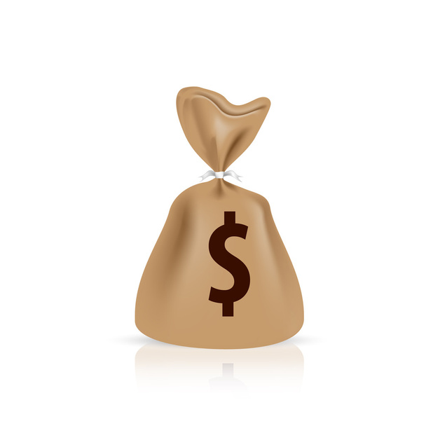 Bolsa de embalaje de papel marrón con símbolo de dólar
  - Vector, imagen