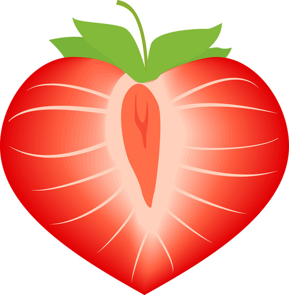 Vector illustration of strawberry in form heart - Vector, Image