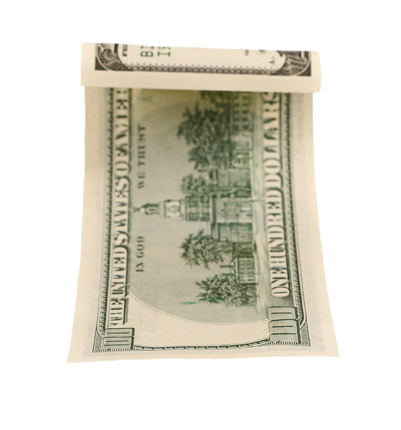 vliegende honderd dollar biljet geïsoleerd op wit - Foto, afbeelding