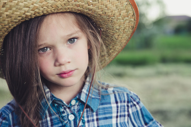 Portrait little girl Cowboy - 写真・画像
