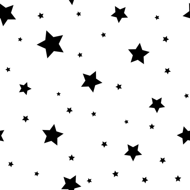 Stars seamless pattern Black white background - Vector, imagen