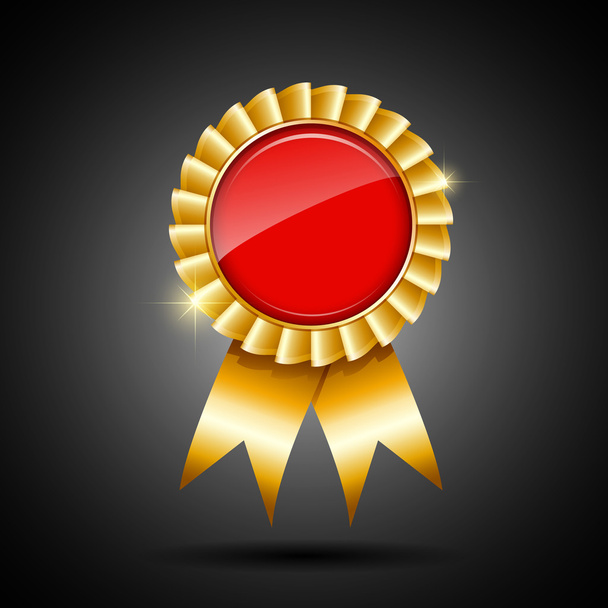 červená a zlatá stuha vítěz ocenění na černém pozadí - Vektor, obrázek
