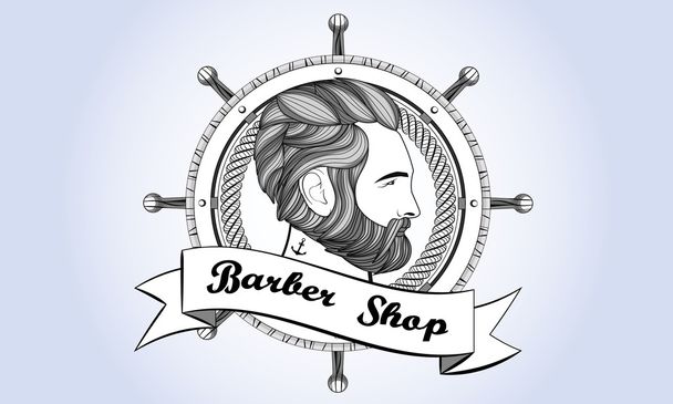 Berber Dükkanı Logo adam sakal vintage retro - Vektör, Görsel