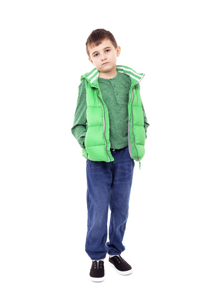 Portrait of a cute school boy isolated on white background - Photo, Image