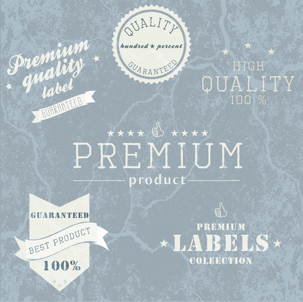 Vintage Premium Quality and Guarantee Label collection with grun - Διάνυσμα, εικόνα