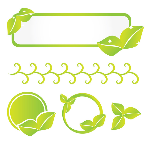 Vector objects with green leaves - Vector, Image