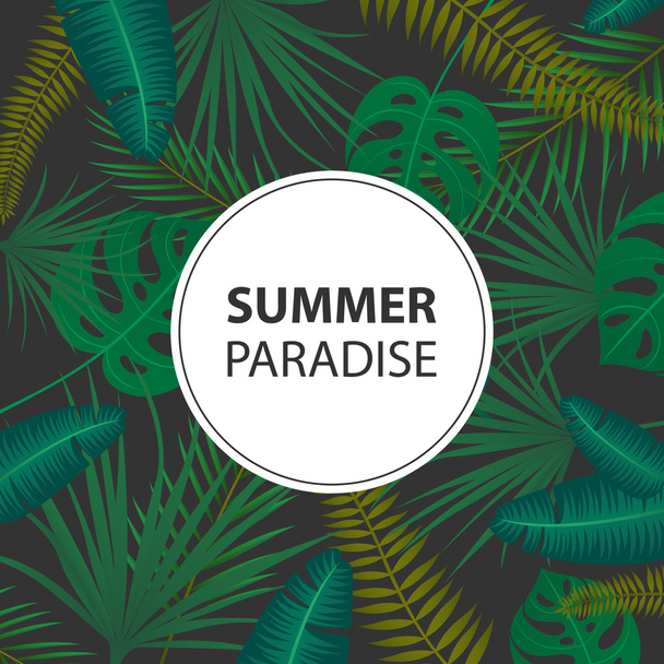 Vector Background with Tropical Leaves - Διάνυσμα, εικόνα