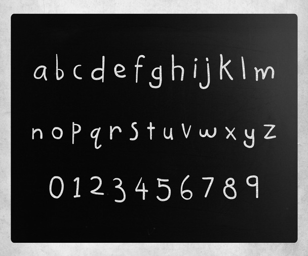 "Alphabet" handwritten with white chalk on a blackboard - Zdjęcie, obraz