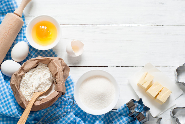 Baking ingredients on white. - Photo, Image