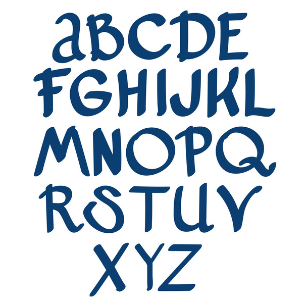Az angol betűk betűkkel. A kezében rajz stílus ABC. - Vektor, kép