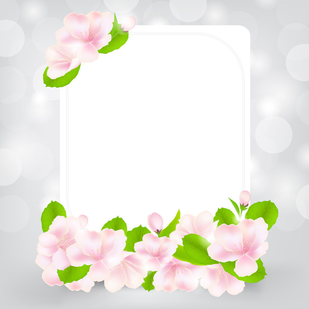 Gift Card With Apple Flower - Вектор,изображение