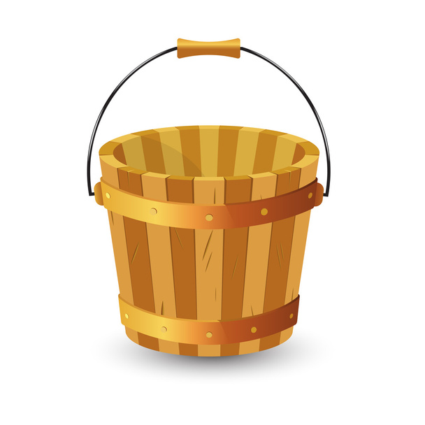 Wooden bucket with handle. - Vector, Image