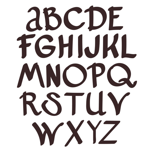 Lettering English letters. Alphabet in hand drawing style. - Wektor, obraz