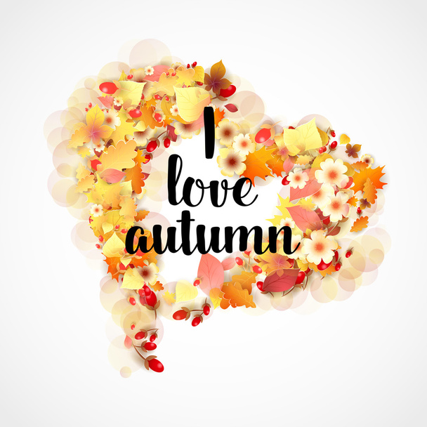 Autumn Frame in Shape of Heart - Vektor, kép