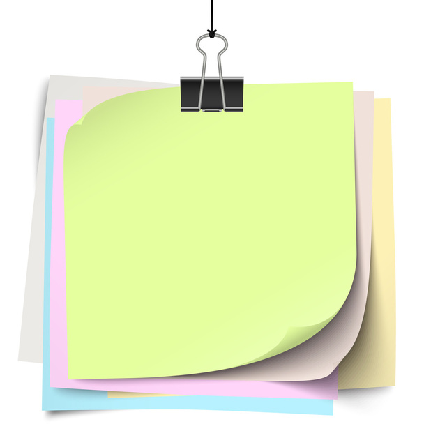 colored little papers with binder clip - Vector, Image