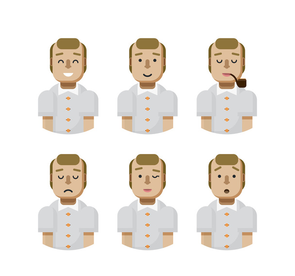 set de ilustración avatares masculinos, avatar con amplia sonrisa
 - Vector, Imagen