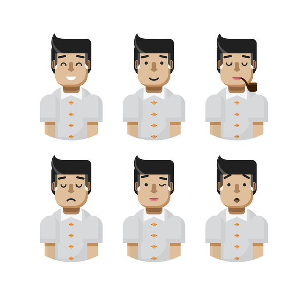 illustration set male avatars, avatar with wide smile - Vector, Image