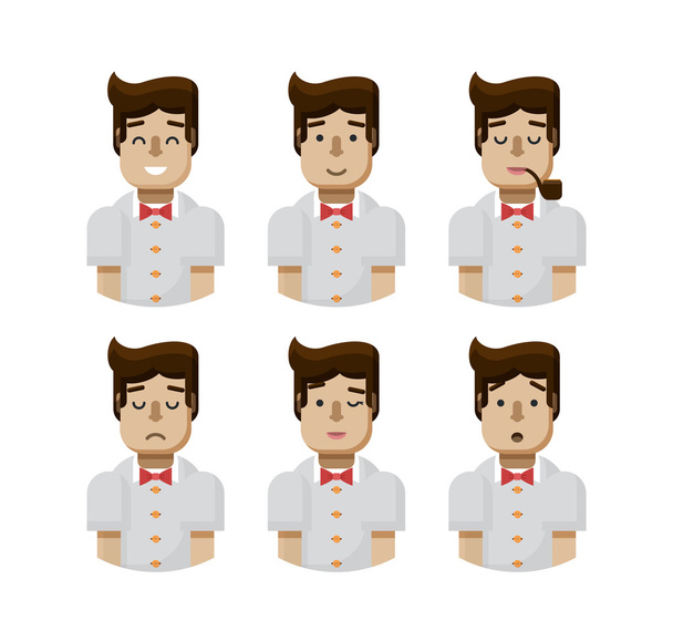 ilustração definir avatares masculinos, avatar com sorriso largo
 - Vetor, Imagem
