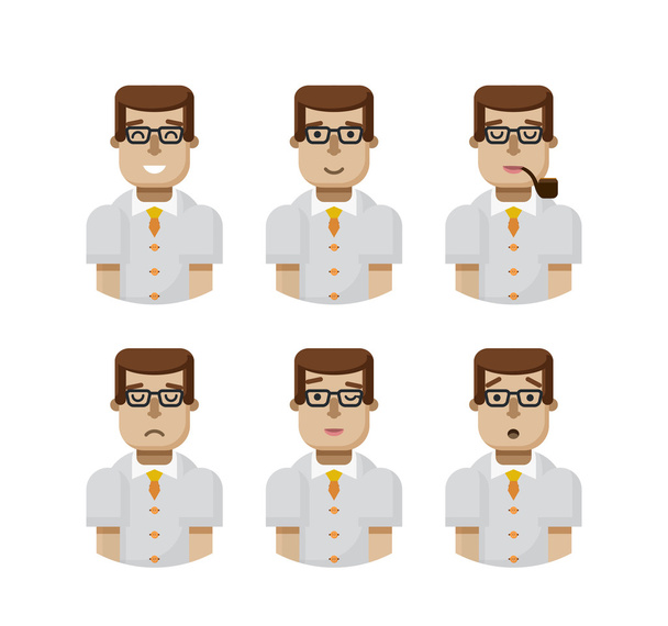 illustration set male avatars, avatar with wide smile - Vector, Image