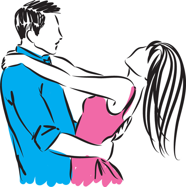  happy couple man and woman illustration - Vettoriali, immagini
