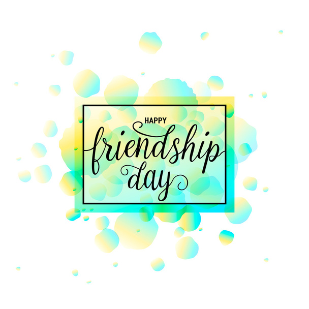 Ilustração vetorial do desenho tipográfico Happy Friendship day isolado em fundo branco com pontos de cor áspera. Citação inspiradora sobre amigo. Usado como cartões de felicitações, cartazes de felicitações
 - Vetor, Imagem