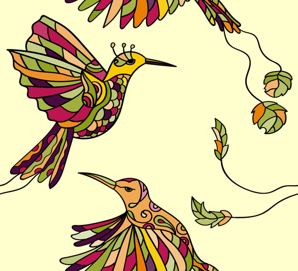 Wzór z para colibri - Wektor, obraz
