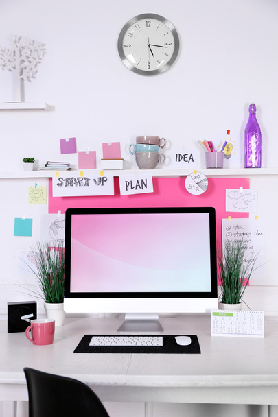 Stylish workplace with computer  - Photo, Image
