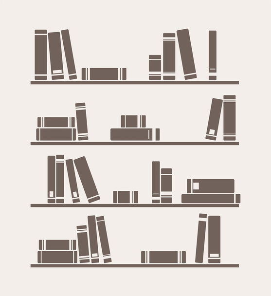 Векторная просто ретро иллюстрация с книжной библиотекой на полках
 - Вектор,изображение
