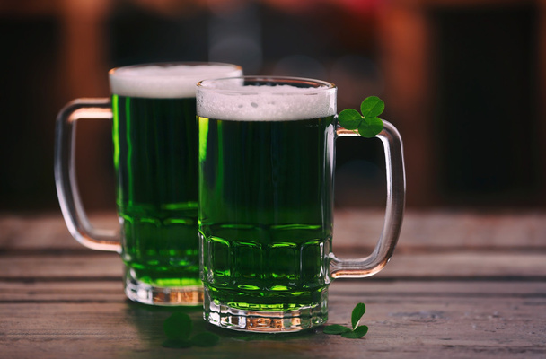 Glasses of green beer  - Photo, Image