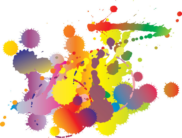 Set of four rainbow-colored ink splats - Vetor, Imagem
