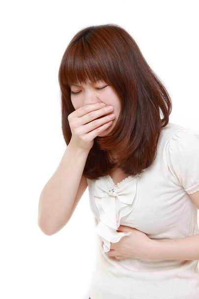 Japanese woman feels like vomiting - Zdjęcie, obraz