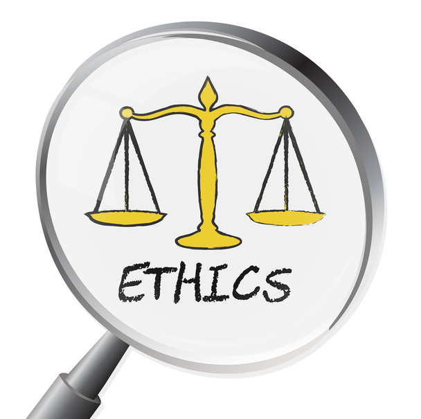 Ethics Magnifier Represents Moral Stand And Ethos - Photo, Image